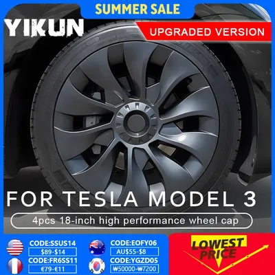 테슬라 모델 3 용 4PCS HubCap 18 인치 교체 성능 휠 커버 캡 자동차 전체 림 커버 키트 자동차 부품 2018-2023