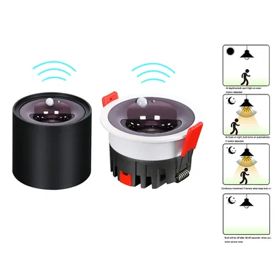 센서 조명 통 CeiliBody 감지 스포트라이트 9W 12W 85-265V 복도/발코니 조명 인간용 눈부심 방지 표면 실장