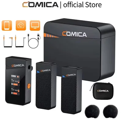 COMICA Vimo C 2.4G 무선 라발리어 마이크(충전 케이스 포함), 카메라, 스마트폰, 팟캐스트, 인터뷰, 브이로그용 핀 마이크