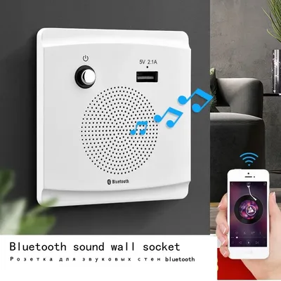 USB 충전 포트 소켓 패널, 홈 무선 블루투스 스피커 86mm*86mm를 갖춘 범용 벽걸이형 WiFi 블루투스 오디오