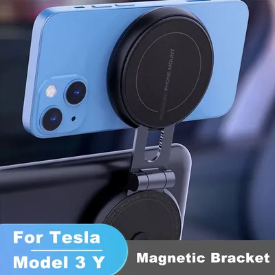 테슬라 모델 3 Y 모바일 스탠드 자석 지원 휴대 전화 마운트 Magsafe 브래킷에 대한 숨겨진 자기 자동차 전화 홀더
