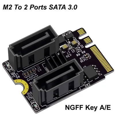 M2-NGFF 2 포트 SATA 3.0 확장 라이저 카드 키 A + E WIFI M.2-SSD SATA 하드 디스크 어댑터 카드 드라이버 설치