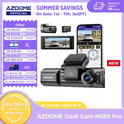 업그레이드 AZDOME M550 프로 대시캠 4K 전방 대시캠 자동차 5.8GHz 와이파이 GPS G-센서 차량용 DVR 6 IR 야간 시야 주차 모니터