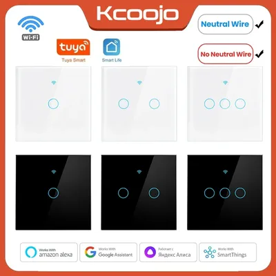 Tuya Wifi EU 스마트 스위치 1/2/3/4Gang 터치 라이트 스위치 벽 센서 433mhz RF 스위치 Alexa Google 홈 Alice 용 스마트 라이프