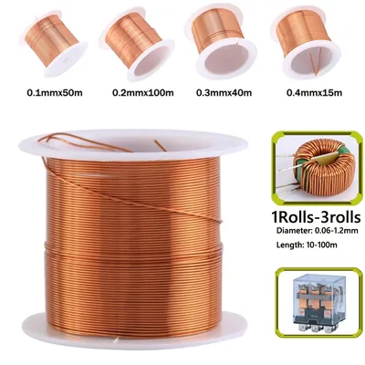 1-3롤 구리 래커 와이어 0.06mm -1.2mm 케이블 구리 와이어 자석 와이어 에나멜 구리 권선 와이어 코일 구리 와이어