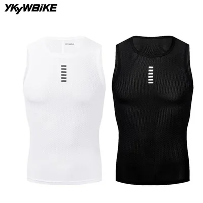 YKYW 소매 없는 남자 여름 사이클 저지 자전거 조끼 블랙 화이트 메쉬 속옷 Mtb 로드 자전거 기본 레이어 스포츠 체육 의류