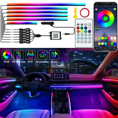 범용 심포니 자동차 주변 조명, LED 인테리어 RGB 스트리머 분위기 램프, USB 앱 제어, 테슬라 모델 3 Y S X용 원격 제어
