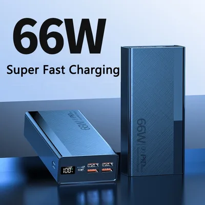 66W 보조베터리 30000 mAh Poverbank PD22.5W 고속 충전 휴대용 모바일 보조베터리 모든 스마트폰용 USB 충전기 Bateria 4개