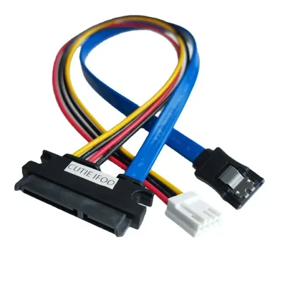FDD 4Pin Female SATA 3.0 Male-22Pin 7+15 데이터 전원 공급 장치 ITX 컴퓨터 메인보드 SSD 광학 하드 드라이브용 통합 케이블