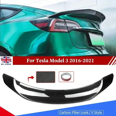 2017-22 Tesla Model 3 V 스타일 스포츠 뒷 트렁크 리드 스포일러 윙 탄소 섬유 룩 튜닝 외부 액세서리