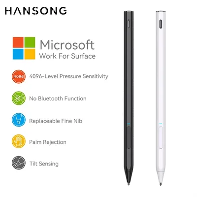 Microsoft Surface Pen for Surface Pro X 9 8 7 6 5 4 3 Book 2 3 노트북 2 3 Go 2 MPP2.0 프로토콜 팜 거부 스타일러스 펜