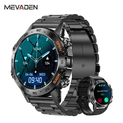 MEVADEN 스틸 1.39인치 남성용 고급 스마트워치 블루투스 통화 스포츠 피트니스 트래커 건강 모니터링 스마트워치 (남성용 MD52)