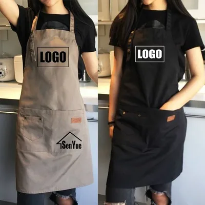 여성 남성을위한 맞춤형 브랜드 로고 주방 앞치마 요리사 작업 그릴 레스토랑 바 숍 카페 뷰티 네일 스튜디오 맞춤 유니폼