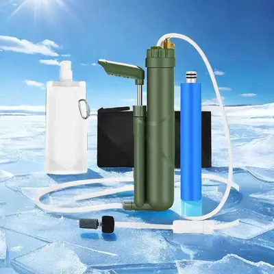 Filterwell 휴대용 핸드 펌프 RO 정수기, 역삼투, 야외 비상 생존 키트, 하이킹 캠핑 여행용