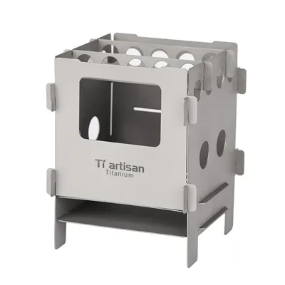 Tiartisan EDC 티타늄 접이식 나무 스토브 알코올 버너, 초경량 휴대용 야외 캠핑 피크닉 조리기구, 바베큐 스토브 WS013T