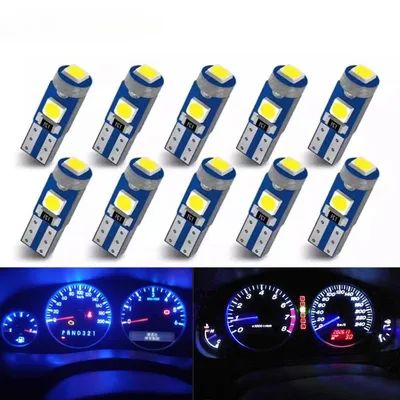 10Pcs T5 Led 전구 W3W W1.2W Led Canbus 자동차 인테리어 조명 대시 보드 다채로운 표시기 웨지 자동 악기 램프 12V