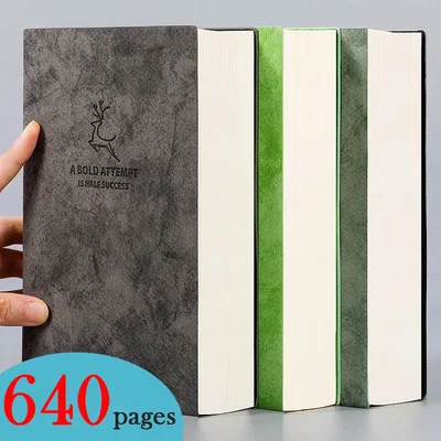 640 페이지 가죽 빈 라인 노트 스케치북 A5 B5 저널 일일 노트 도서 비즈니스 사무 작업 메모장 학교용 문구