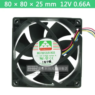 8025 80MM 80*80*25MM 컴퓨터 CPU 냉각 팬 Protechnic MGT8012UR-W25 쿨러 마스터 FA08025M12LPA 12V 0.66A 4핀 포함