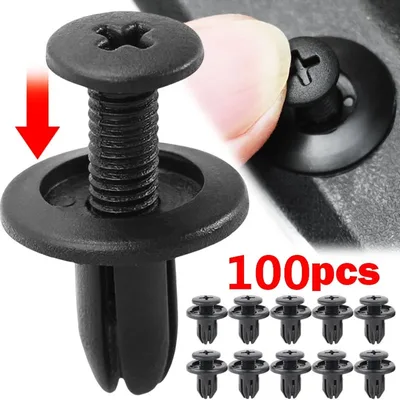 5/100pcs 8mm 플라스틱 리벳 패스너 나사 자동차 범퍼 펜더 블랙 리벳 자동차 패스너 클립 도요타 포커스 기아 닛산 야마하
