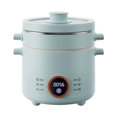 2.0L 전기 밥솥 요리 냄비 미니 멀티 쿠커 도시락 밥솥 냄비 붙지 않는 전기 프라이팬 음식 기선