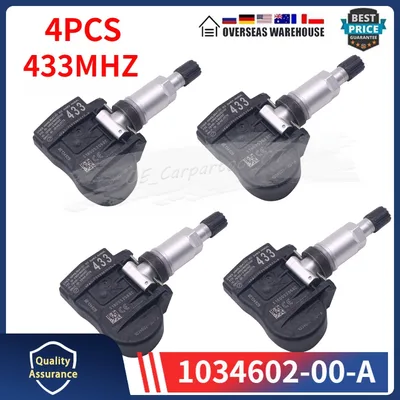 TPMS 타이어 압력 모니터 센서, 1034602-00-A, 1074812-00-B, 1034602-00-C, 2017 2018 2019 2020 테슬라 모델 3 S X용, 433MHZ, 4 개