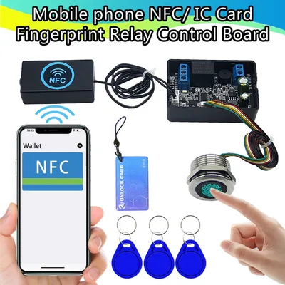 휴대 전화 NFC 유도 릴레이 모듈 DC10V-120V 지문 액세스 제어 패널 IC 카드 컨트롤러 자동차 도어 잠금 해제 DIY