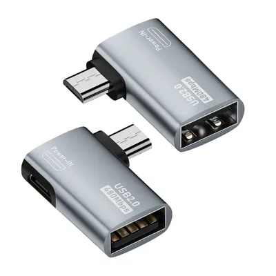 90도 왼쪽/직각 전원 마이크로 USB-USB OTG 어댑터 화재 TV 스틱 4K 안드로이드 전화 태블릿 연결 주변 장치