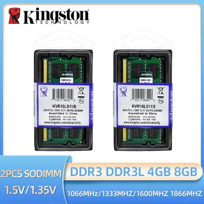Kingston 2pcs 노트북 Ram DDR3L DDR3 8GB 4GB 1066 1333 1600 1866Mhz SODIMM PC3-8500 10600 12800 노트북 Ram DDR3 듀얼 채널