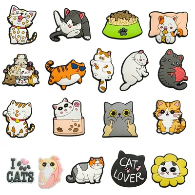 도매 1PCS 귀여운 고양이 구두 매력 액세서리 샌들 정원 구두 장식 핀 여자 남자 동물
