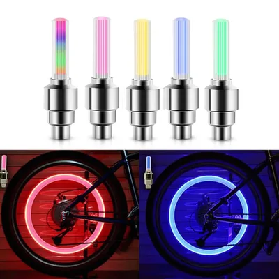 LED 자전거 밸브 라이트, 네온 자전거 스포크 라이트, 자전거 타이어 밸브 라이트, 야간 주행 경고등 자전거 액세서리