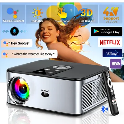 HORLAT T03 40000 루멘 안드로이드 11 비머 4K 프로젝터 야외용 풀 HD 1080P 8K 3D 비디오 오디오 홈시어터 자동 초점 키스톤 보정