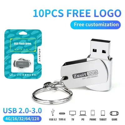 (10pcs 이상 무료 로고) 금속 플래시 드라이브 4G 8G 32G Pendrive 64gb 고속 Memoria Usb 스틱 방수 Usb 펜 드라이브 1pcs 128g