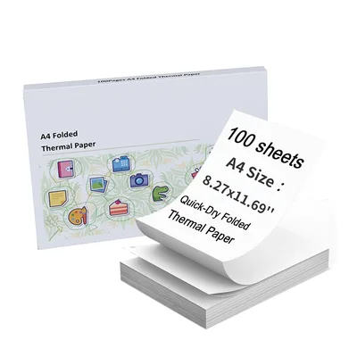 PeriPage 100 페이지 접이식 A4 열전사 프린터 용지, 오래 지속되는 8.5 x 11인치, A40 프린터용 PocketJet HPRT MT800/MT800Q