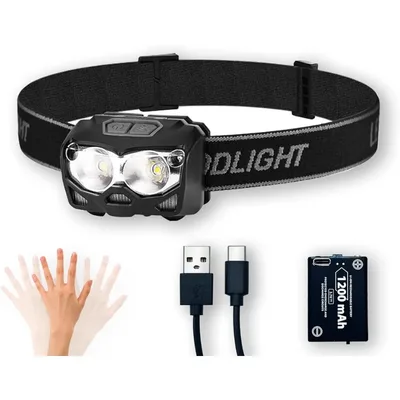 500 루멘 USB-C 충전식 전조등 LED 전조등 방수 손전등 헤드 라이트 캠핑 러닝 사이클링 낚시 헤드 랜턴