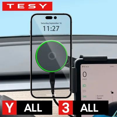 차량용 휴대폰 거치대 15W 마그네틱 무선 충전기 MagSafe 호환 테슬라 모델 Y 주니퍼 2026 25 모델 3 하이랜드