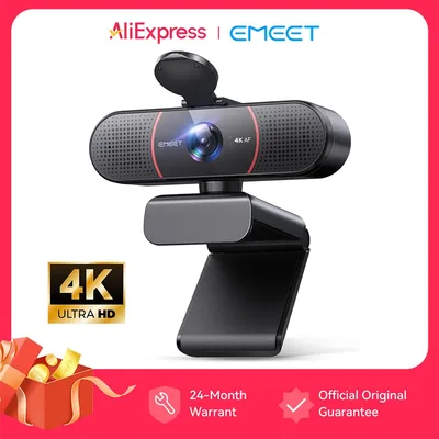 4K 웹캠 1080P 60fps 웹 카메라 EMEET USB 카메라(컴퓨터/PC/노트북용 마이크 포함) 줌/팀즈/OBS용 자동 초점 비디오 카메라
