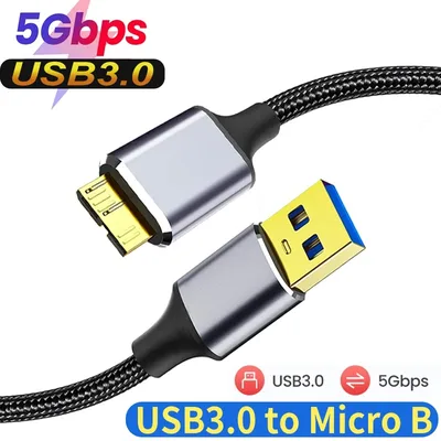 USB 3.0-마이크로 B 케이블 하드 디스크 5Gbps 데이터 전송 삼성 Toshiba WD Seagate HDD SSD 마이크로 B 케이블용 고속 충전기 코드