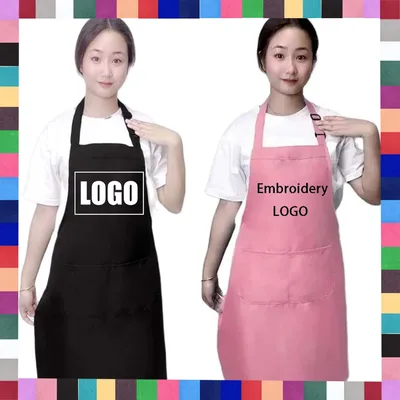 18 색상 여성용 맞춤형 로고 앞치마 남성용 요리사 작업 그릴 레스토랑 바 숍 카페 뷰티 네일 스튜디오 유니폼 얇은 앞치마