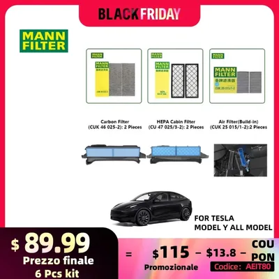 Tesla Model Y 모델 3 EV HEPA 카본 캐빈 필터 키트 MANN FILTER CUK25015/21-2 CUK46025/1-2 CU47025/3-2 내장 에어 필터