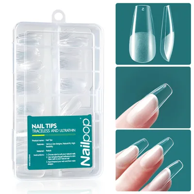 Nailpop 젤 X 네일 팁, 중간 짧은 모양, 아몬드, 스퀘어, 소프트 젤 네일 팁, 가짜 손톱 제거, 쉬운 네일 확장, 박스당 120 개