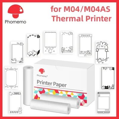 Phomemo 110mm 접착 감열지 M03AS/M04AS 미니 휴대용 프린터 용 흰색 열 투명 스티커 용지 인화지