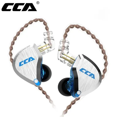 CCA C12 이어폰 금속 헤드폰 5BA + 1DD 하이브리드 HiFi IEM 이어폰 12 드라이버 유닛 소음 차단 스테레오 유선 이어 버드 2Pin
