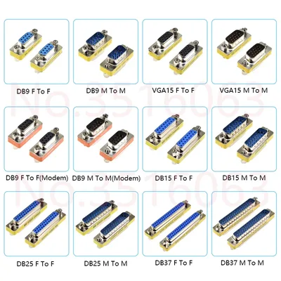미니 젠더 체인저 어댑터, VGA 암에서 암으로, 수에서 암으로, Rs232 직렬 포트, 콤 커넥터, DB9, 15, 25/37 핀, 널 모뎀