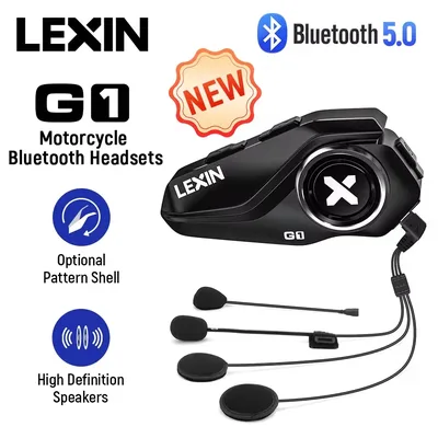 Lexin G1 오토바이 헬멧용 블루투스 헤드셋, 블루투스 5.0, 고화질 스피커, 음질 향상