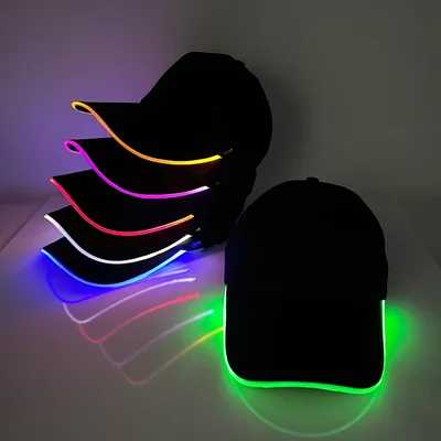 LED 라이트업 야구 모자, 반짝이는 레이브 파티 캡, 여성 남성용 발광 모자, 힙합 클럽, 푸림 축제 퍼레이드 용품