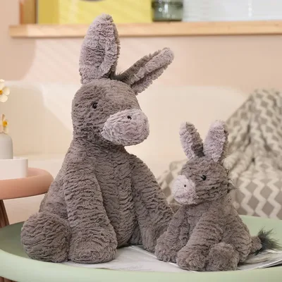 1pc 23CM 귀여운 Burro Peluche 장난감 사랑스러운 회색 당나귀 봉제 인형 아기 유아 생일 룸 장식 선물을위한 부드러운 동물 박제