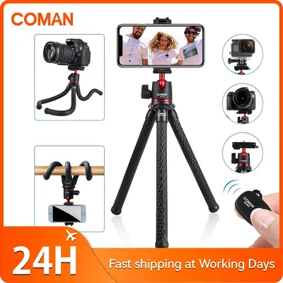 COMAN MT-35 플렉시블 옥토퍼스 삼각대 스마트폰 DSLR 카메라 삼각대 여행용 휴대용 2 in 1 삼각대 매직 암용 1/4 나사 포함