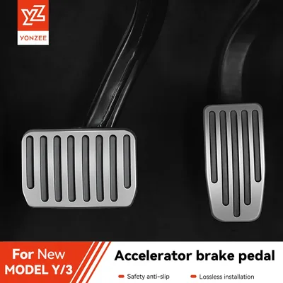 Tesla Model 3 ModelY 2022-2025 용 YZ 자동차 용 가속기 브레이크 레스트 페달 AntiSlip 풋 페달 패드 커버 모델 3 Y 액세서리