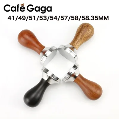 커피 탬퍼 51mm 53mm 57mm 58.5mm delonghi breville 에스프레소 머신 액세서리 용 목재 스테인레스 스틸베이스 바리 스타 도구