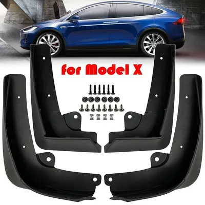 Tesla Model X 2015 - 2021 머드 플랩 머드 플랩 스플래시 가드 머드 가드 펜더 2016 2017 2018 2019 2020 용 전면 후면 세트